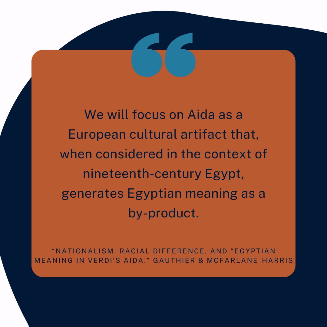 “Nationalism, Racial Difference, and ‘Egyptian’ Meaning in Verdi’s Aida,” in Blackness in Opera, Naomi André, Karen M. Bryan, and Eric Saylor, eds. (University of Illinois Press, 2012).